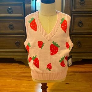 Girls Art Class Sweater Vest - Pink with Strawberries !  NWT